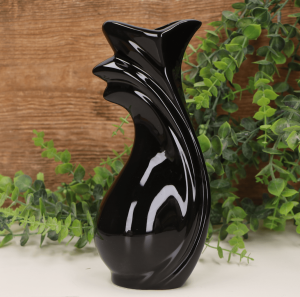 Wazon ceramiczny Piórko małe czarny szkliwiony 21cm