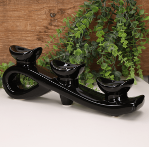 Świecznik "Zjeżdżalnia" ceramiczny szkliwiony czarny 33cm 