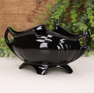 Stroik Waza rozcięta ceramika czarna szkliwiona 25 x 13 cm