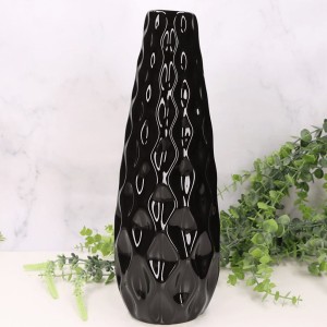 Wazon ceramiczny "Maczuga mała" szkliwo czarne 35cm 