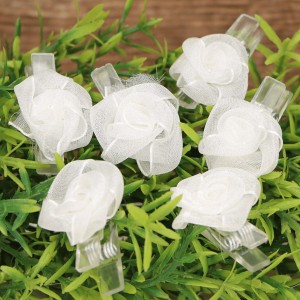 Klamerki różyczki białe 12 szt ślub komunia 
