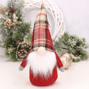 Skrzat krasnal czerwony kratka 25cm.