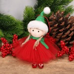 Zawieszka świąteczna elf dziewczynka z dzwoneczkami czerwony 19 cm