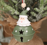 Zawieszka święty mikołaj dzwonek zielony 8cm 