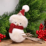 Ptaszek zimowy biało-bordowy zawieszka świąteczna 12 cm