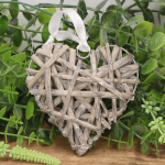 Serce wiklinowe szare - zawieszka - 10 cm