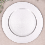 Talerz podtalerz dekoracyjny z brokatem srebrny 20 cm