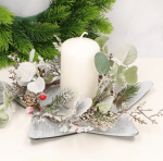 Talerz dekoracyjny gwiazda szary ze srebrnym zdobieniem 24 cm