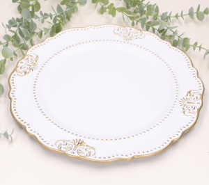 Talerz podtalerz dekoracyjny biały wzór 33cm 