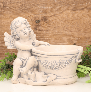 Aniołek gipsowy chłopiec z osłonką 20 cm