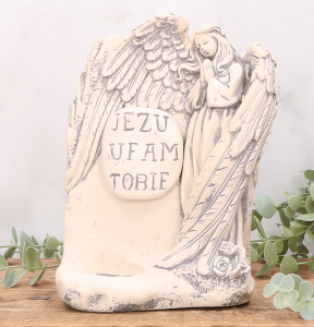 Aniołek gipsowy stojący Jezu Ufam Tobie 