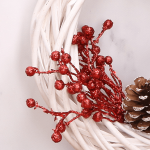 Gałązki dekoracyjne brokatowe kulki 12 szt. czerwone 37cm