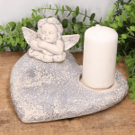 Serce leżące nagrobne gipsowe - z aniołkiem - 23cm