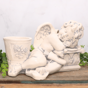 Aniołek śpiący z doniczką gipsowy 30cm