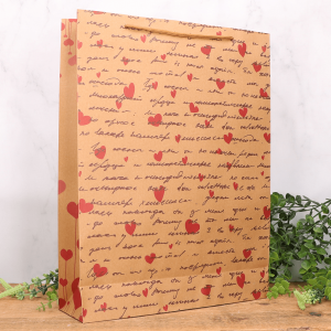 Papierowa torebka prezentowa eko z serduszkami 42x31,5cm