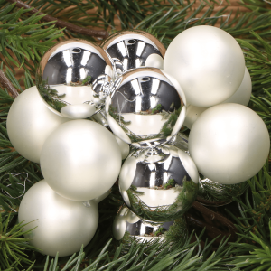Bombki szklane drut 30mm 72szt silver combi