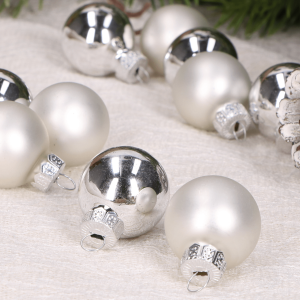 Bombki szklane zawieszka 25mm 24szt  silver combi