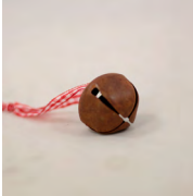 Zawieszki - dzwonek typu janczar metalowy, zardzewiały, na biało-czerwonej wstążeczce 3x3x2,5 cm 6szt.