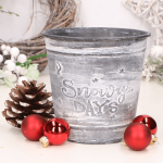 Metalowa doniczka osłonka świąteczna zimowa 10,5 cm