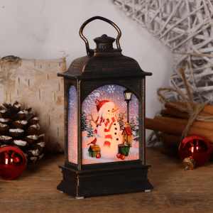 Lampion adwentowy latarnia świąteczna z bałwankiem 11x7cm