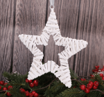 Gwiazdka biała wiklinowa na wstążce 25cm