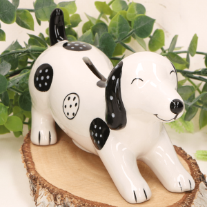232188-18 SKARBONKA CERAMICZNA JAMNIK BIAŁO-CZARNY MAŁY 19x6,5x10 cm