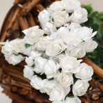 Kwiatki różyczki papierowe na druciku białe 144szt.