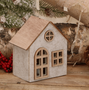 Zawieszka domek filcowy świecący LED 9x7x10cm