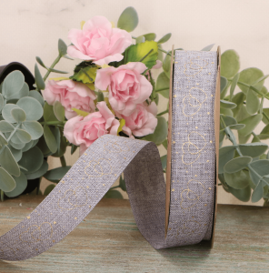 Wstążka w serduszka szara 2,5cmx10y