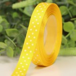 Wstążka w kropki atłasowa żółta 1,2cm x 20Y