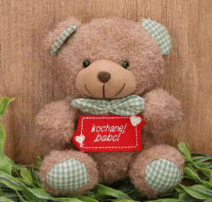 Zawieszka Miś pluszowy na Dzień Babci brązowy 17cm