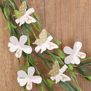 Spinacze kwiatki motylki zielono-szare 6szt