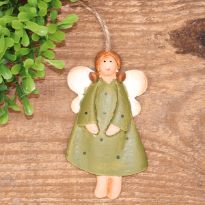 Zawieszka Aniołek Zielony w Kropki