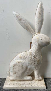 Zając Metalowy, Kremowy Przetarty 63cm Dekoracja