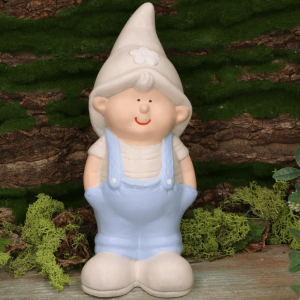 Figurka Chłopiec Krasnal w Niebieskich Ogrodniczkach