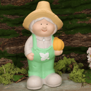 Figurka Farmer Dziadek w zielonych ogrodniczkach