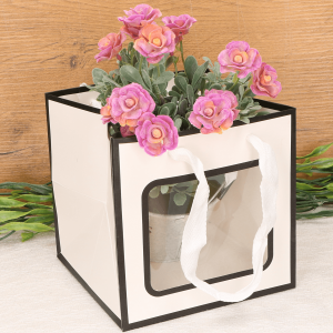 Torebka na kwiaty kwadratowa biała 15x15x15