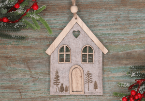 Zawieszka domek z filcu 12 cm świąteczna dekoracja wisząca