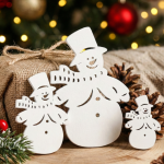 Bałwanki drewniane białe zawieszki świąteczne 12 sztuk