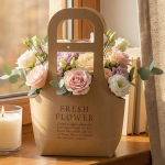 Torebka na kwiaty papierowa z napisami eko 32cm