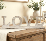 Napis LOVE drewniany Przecierana Biel 36 cm