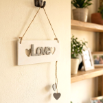 Drewniany napis LOVE na desce do zawieszenia