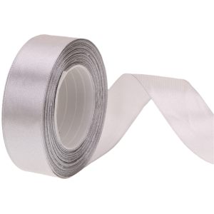 Wstążka Tasiemka Satynowa SREBRNA Rolka Dekoracje 25mm 25y