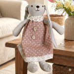 Zajączek Wielkanocny - dziewczynka w różowej sukience 33cm