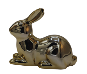 KRÓLICZEK CERAMICZNY LEŻĄCY ZŁOTY DUŻY 15,4x7,3x13 cm