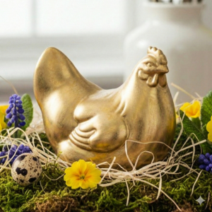 Kura dekoracyjna złota na Wielkanoc 9cm