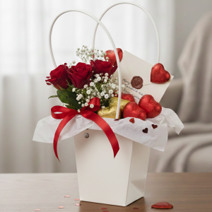 Torebka papierowa flowerbox kremowa 12,5x11,5x35cm