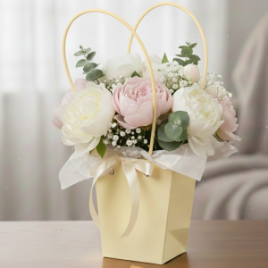 Torebka papierowa flowerbox jasna żółta 12,5x11,5x35cm