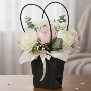 Torebka papierowa flowerbox czarna 12,5x11,5x35cm