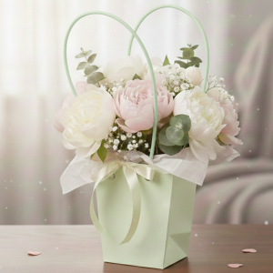 Torebka papierowa flowerbox zielona 12,5x11,5x35cm